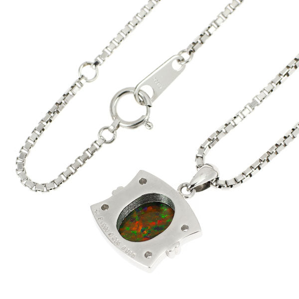 クレサンベール/京セラ Pt900/ Pt850 再結晶ブラック オパール ダイヤモンド ペンダントネックレス 2.05ct D0.05ct