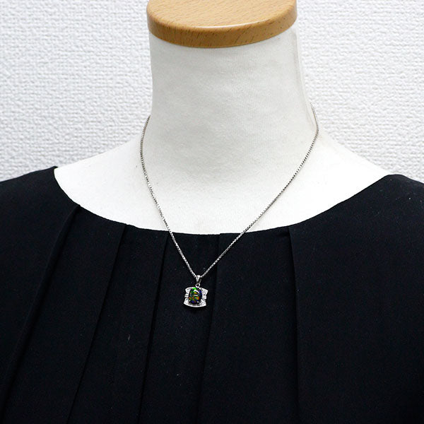 クレサンベール/京セラ Pt900/ Pt850 再結晶ブラック オパール ダイヤモンド ペンダントネックレス 2.05ct D0.05ct