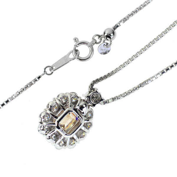 Pt エメラルドカット ダイヤモンド ペンダントネックレス 2.004ct D0.95ct