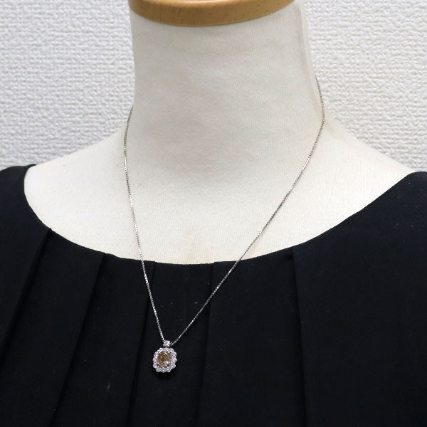 Pt エメラルドカット ダイヤモンド ペンダントネックレス 2.004ct D0.95ct
