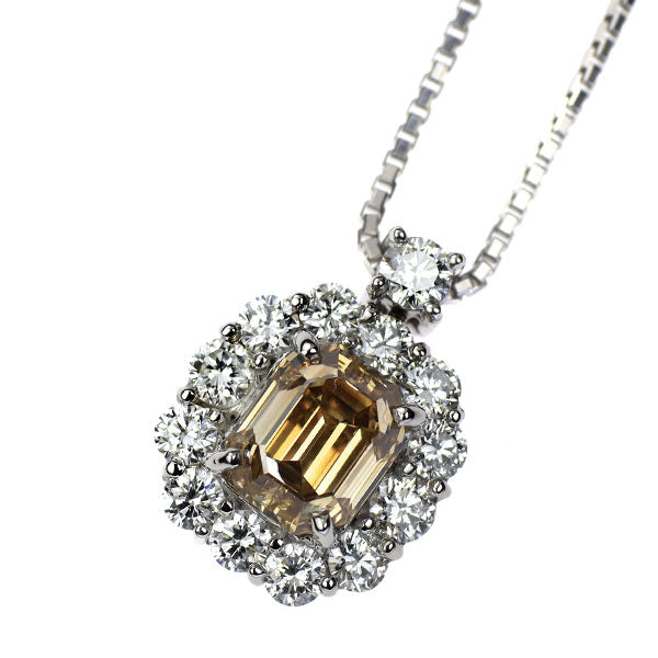 Pt エメラルドカット ダイヤモンド ペンダントネックレス 2.004ct D0.95ct