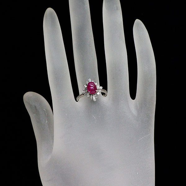 Pt900 スタールビー ダイヤモンド リング 2.60ct D0.55ct