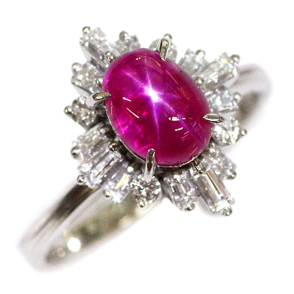 Pt900 スタールビー ダイヤモンド リング 2.60ct D0.55ct
