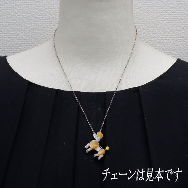 K18WG シェル ダイヤモンド ブローチ 兼ペンダントトップ D0.08ct 犬
