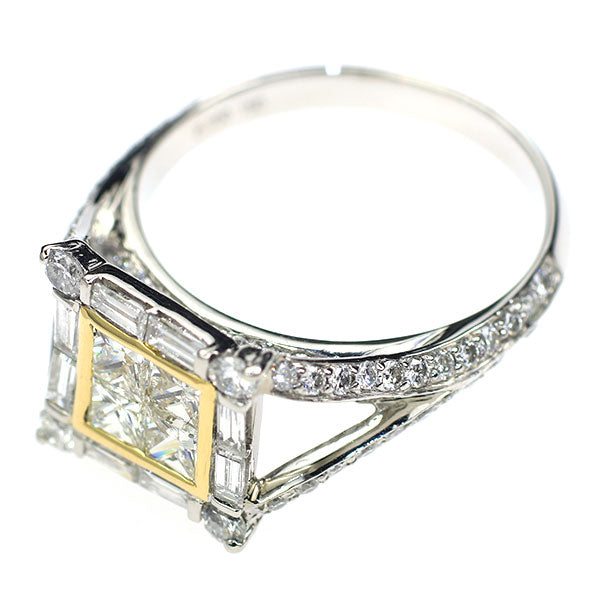 Pt900/K18YG ダイヤモンド リング 1.65ct ミステリーセッティング