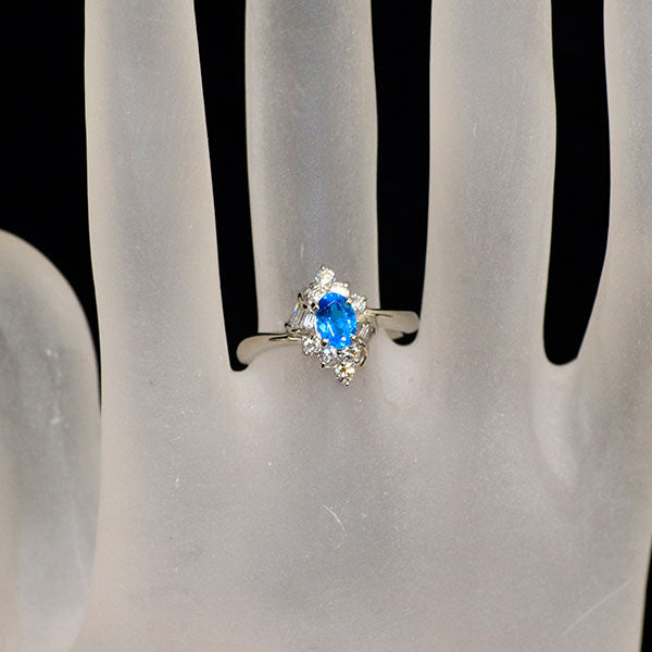 産地鑑別書付 Pt900 ブラジル産パライバトルマリン ダイヤモンド リング 0.48ct D0.45ct
