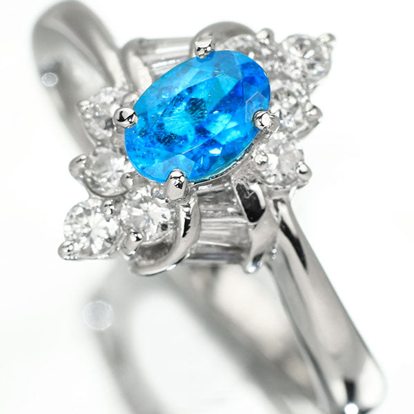 産地鑑別書付 Pt900 ブラジル産パライバトルマリン ダイヤモンド リング 0.48ct D0.45ct