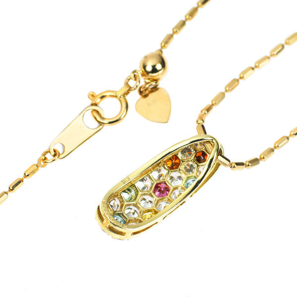 K18YG トリートカラー/カラーレス ダイヤモンド ペンダントネックレス TD0.333ct D0.729ct ハニカムセッティング パヴェ