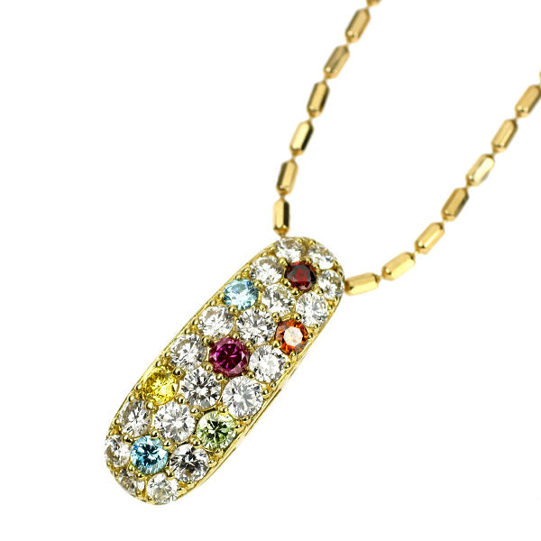 K18YG トリートカラー/カラーレス ダイヤモンド ペンダントネックレス TD0.333ct D0.729ct ハニカムセッティング パヴェ