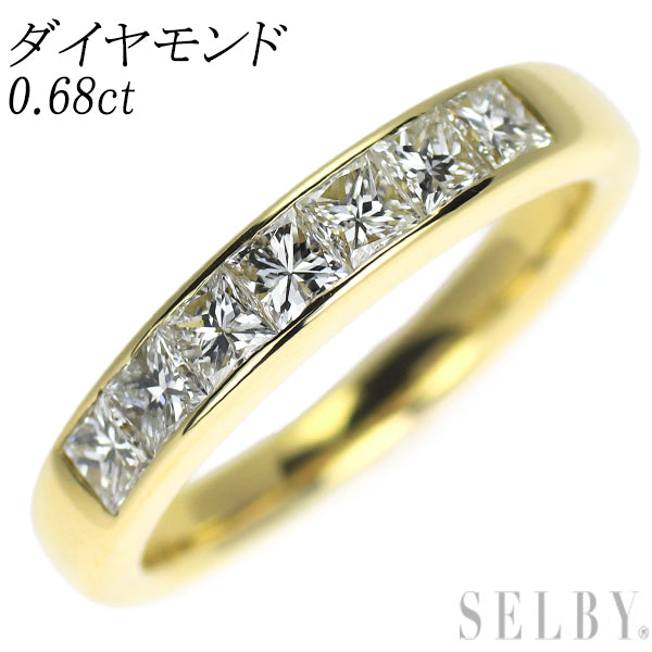 K18YG プリンセスカット ダイヤモンド リング 0.68ct ミステリーセッティング