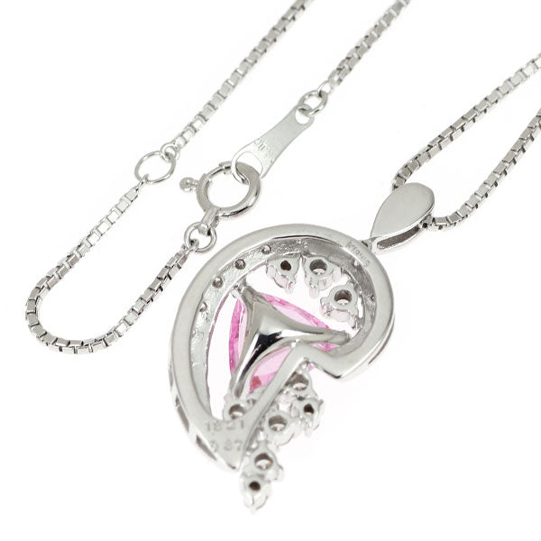 K18WG ピンクサファイア ダイヤモンド ペンダントネックレス 1.821ct D0.37ct