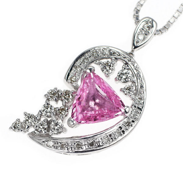K18WG ピンクサファイア ダイヤモンド ペンダントネックレス 1.821ct D0.37ct