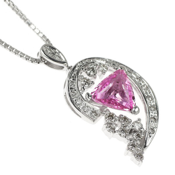 K18WG ピンクサファイア ダイヤモンド ペンダントネックレス 1.821ct D0.37ct