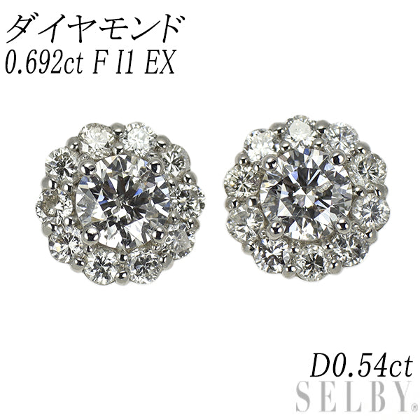 P t900 ダイヤモンド　ピアス 新品 Pt900/ Pt950 ダイヤモンド ピアス 0.692ct F I1 EX D0.54ct