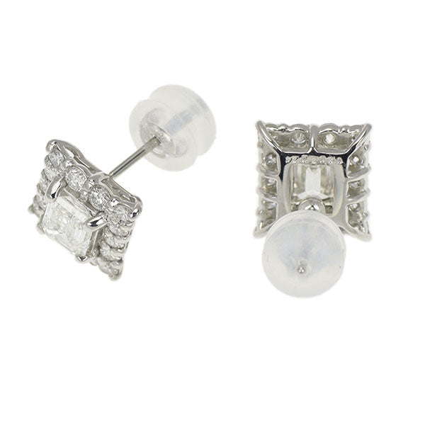 新品 Pt900 エメラルドカット ダイヤモンド ピアス 0.711ct G VS1-2 D0