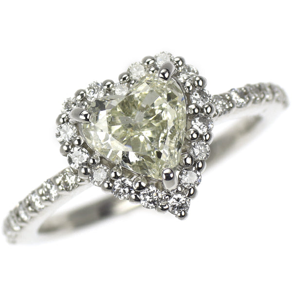 【新品】PT950 天然ダイヤリング ハートシェイプ ソー付き 新品 Pt950 ハートシェイプ 天然グレーダイヤモンド リング