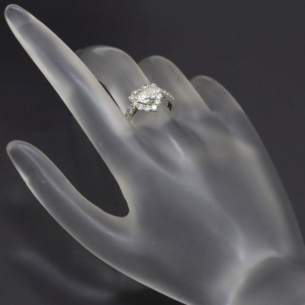 新品 Pt950 ハートシェイプ ダイヤモンド リング 1.055ct H SI2 D0.83ct