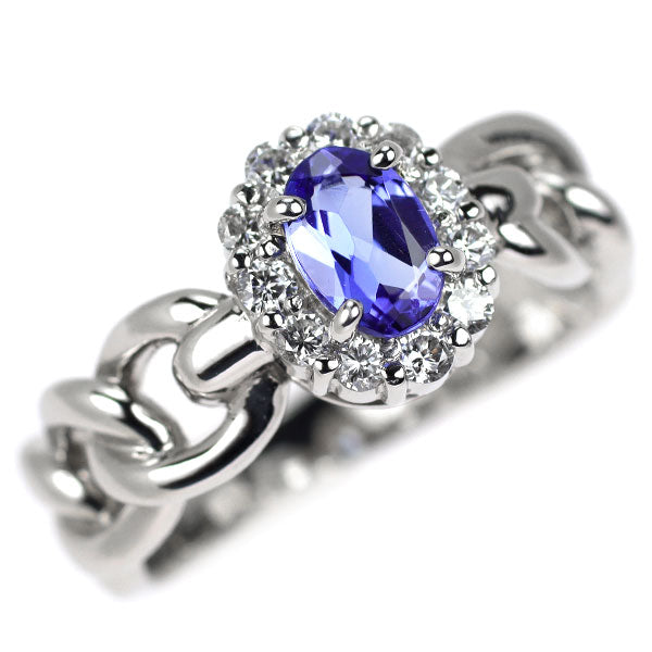 プレフィート Pt900 タンザナイト ダイヤモンド リング 0.43ct D0.19ct