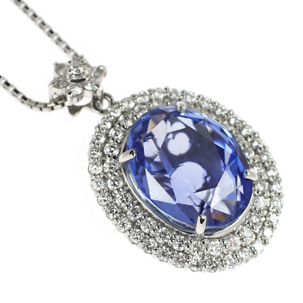 Pt 非加熱サファイア ダイヤモンド ペンダントネックレス 12.642ct D1.12ct