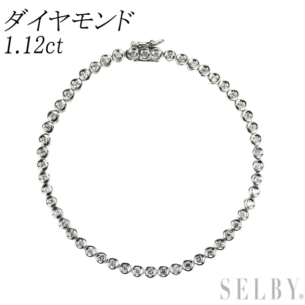 Pt850 ダイヤモンド ブレスレット 1.12ct テニス