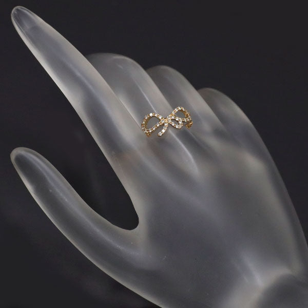 K18PG ダイヤモンド チェーンリング 0.19ct リボン