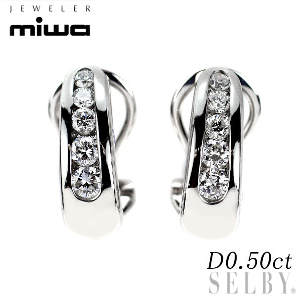 銀座ミワ Pt900 ダイヤモンド ピアス 0.50ct