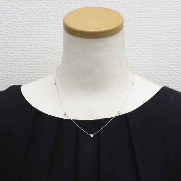 K18WG ダイヤモンド ネックレス 0.15ct ステーション