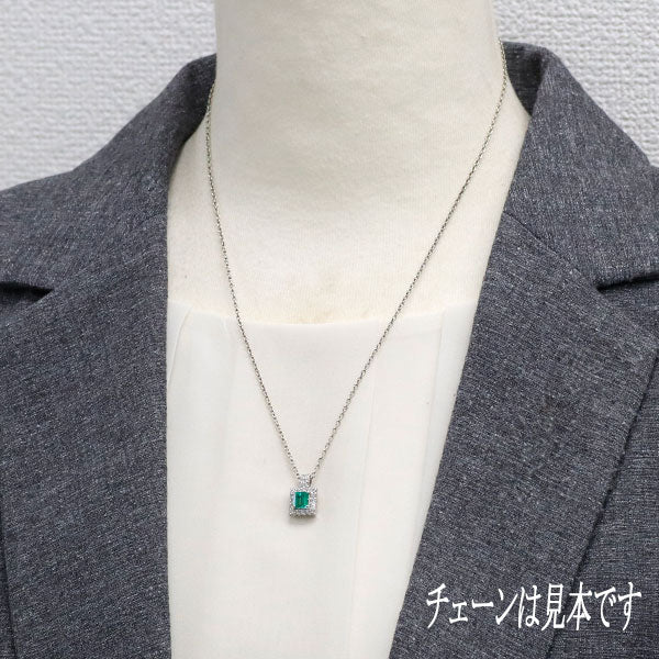 Pt900 エメラルド ダイヤモンド ペンダントトップ 0.53ct D0.39ct