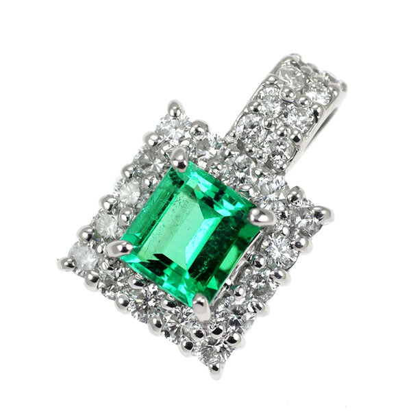 Pt900 エメラルド ダイヤモンド ペンダントトップ 0.53ct D0.39ct