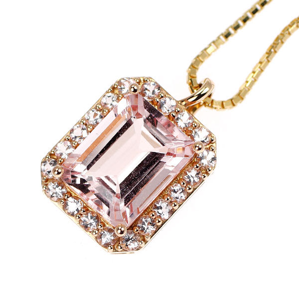 GSTV K18YG/PG モルガナイト ピンクサファイア ペンダントネックレス 2.324ct PS0.25ct