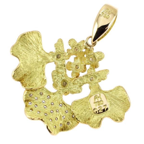 AKコレクション/池田啓子 K18YG ダイヤモンド ペンダントトップ 0.27ct 植物