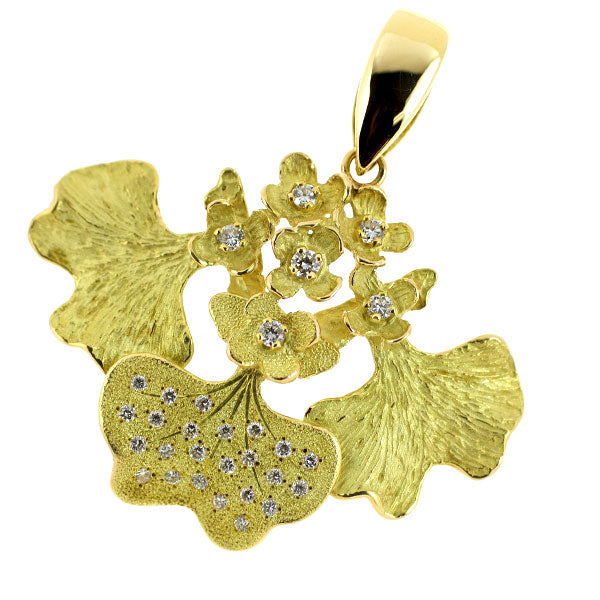 AKコレクション/池田啓子 K18YG ダイヤモンド ペンダントトップ 0.27ct 植物