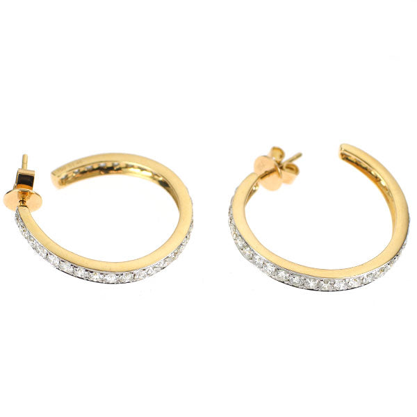 K18YG/WG ダイヤモンド ピアス 2.80ct フープ