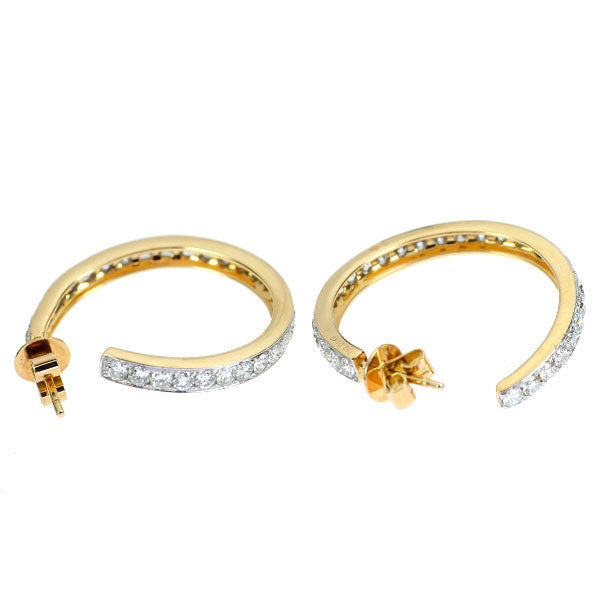 K18YG/WG ダイヤモンド ピアス 2.80ct フープ