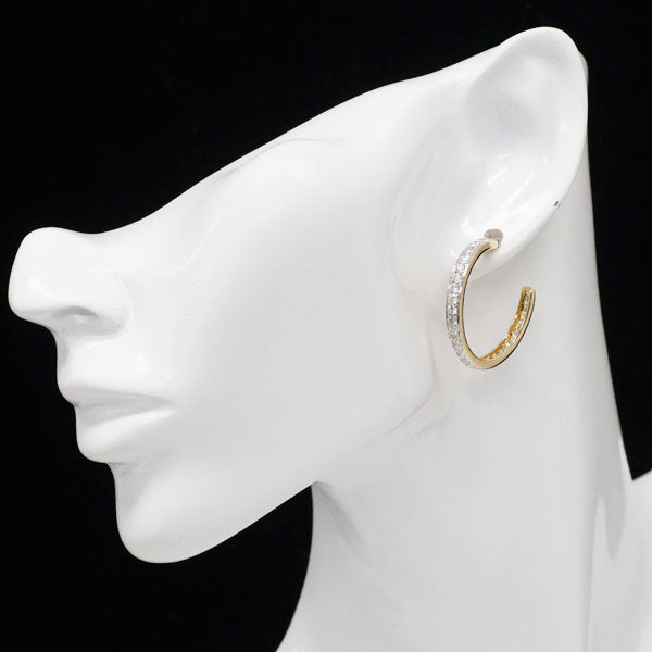 K18YG/WG ダイヤモンド ピアス 2.80ct フープ