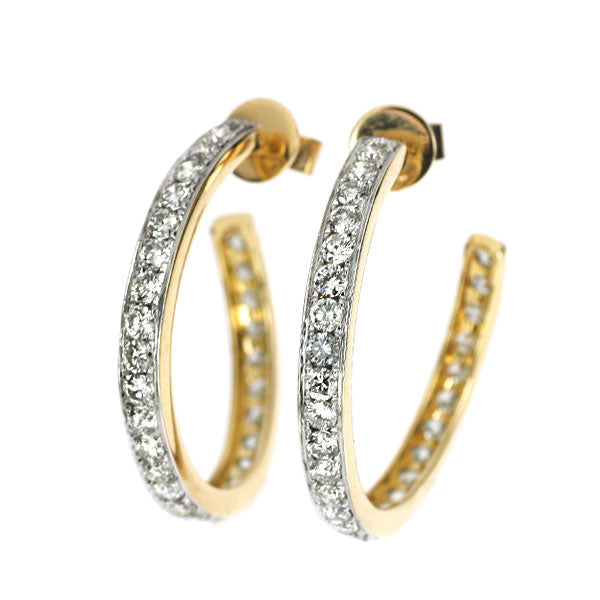 K18YG/WG ダイヤモンド ピアス 2.80ct フープ