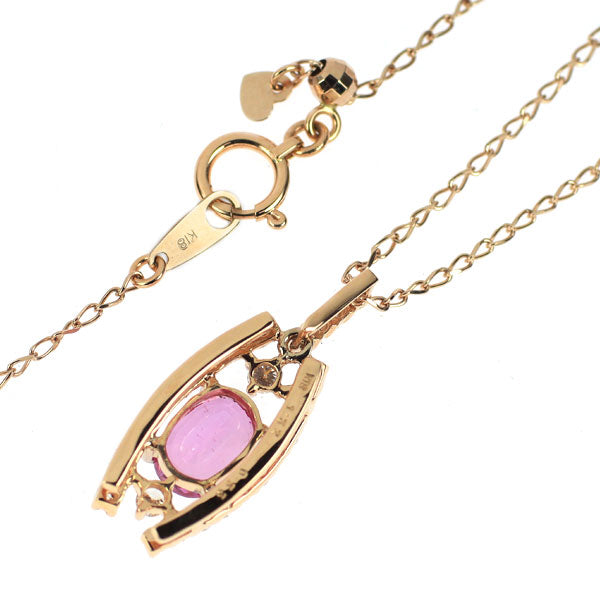 K18PG ピンクサファイア ダイヤモンド ペンダントネックレス 1.32ct D0.33ct
