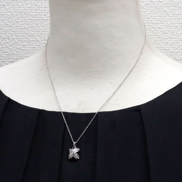 ティファニー K18WG ダイヤモンド ペンダントネックレス シグネチャー