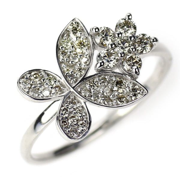 K18WG ダイヤモンド リング 0.40ct  フラワー