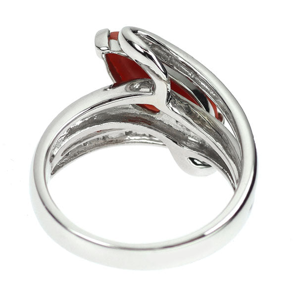 Pt900 珊瑚 ダイヤモンド リング 2.26ct D0.11ct