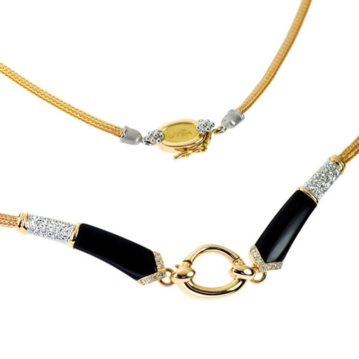 石川暢子 K18YG/ Pt900 オニキス ダイヤモンド ペンダントネックレス