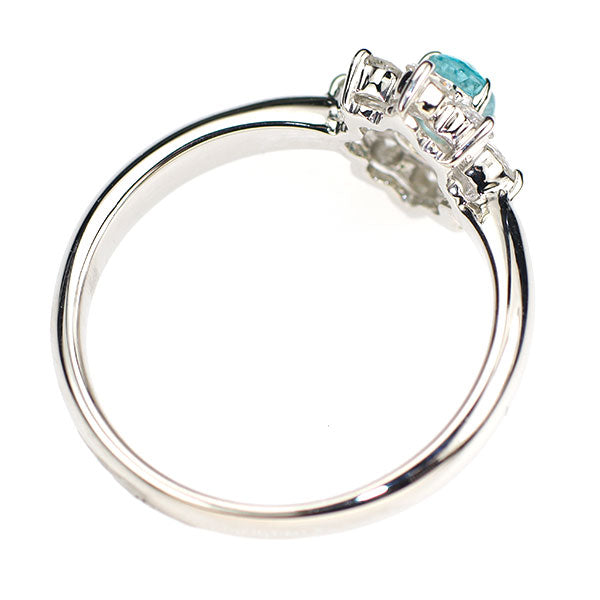 Pt900 パライバトルマリン ダイヤモンド リング 0.22ct D0.37ct フラワー