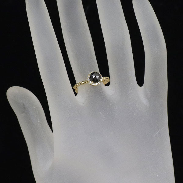 K18YG ローズカット ブラックダイヤモンド リング 0.70ct D0.12ct 形状記憶