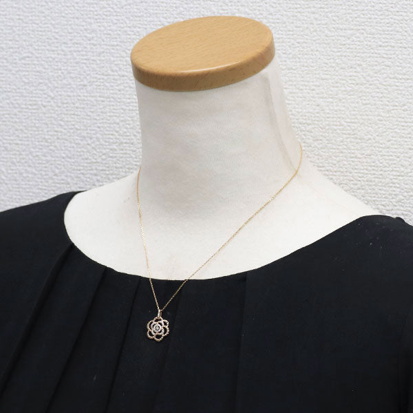K18PG ダイヤモンド ペンダントネックレス 0.18ct フラワー