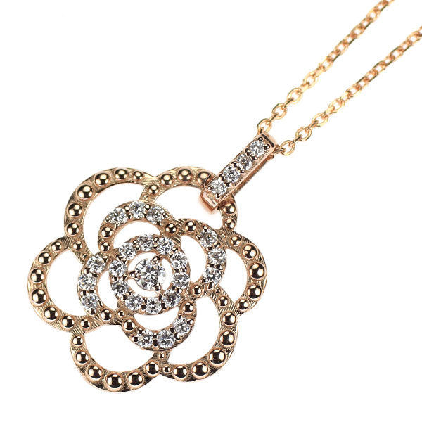 K18PG ダイヤモンド ペンダントネックレス 0.18ct フラワー