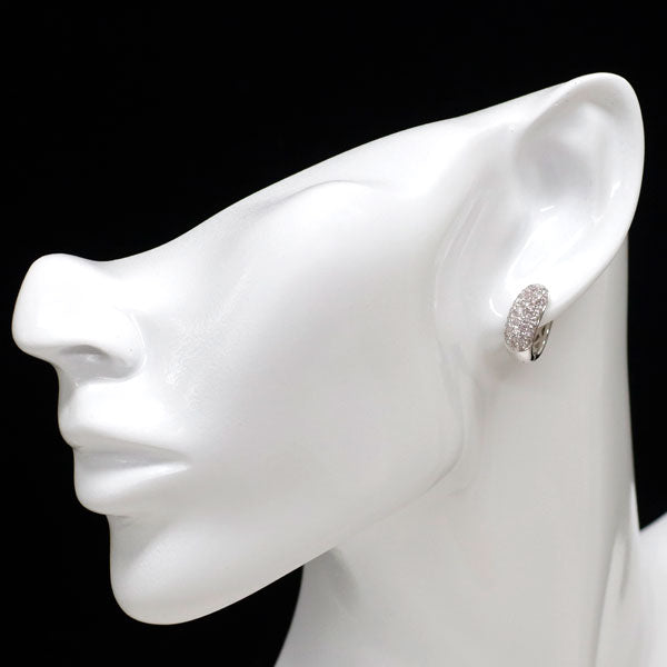 希少 K18WG 天然ピンク ダイヤモンド ピアス 1.44ct フープ パヴェ