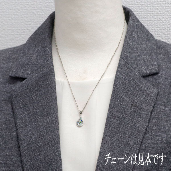 希少 Pt900 デマントイドガーネット アウイナイト パライバトルマリン ダイヤ ペンダントトップ 0.04ct H0.04ct T0.02ct D0.16ct
