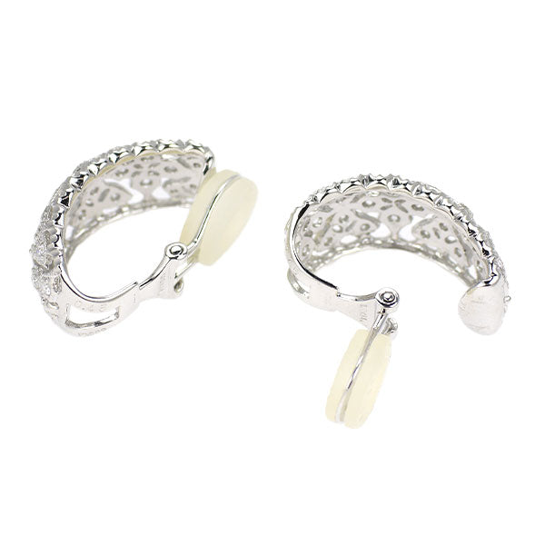 K14WG/ Pt900 ダイヤモンド イヤリング 0.90ct 透かし アンティークレース
