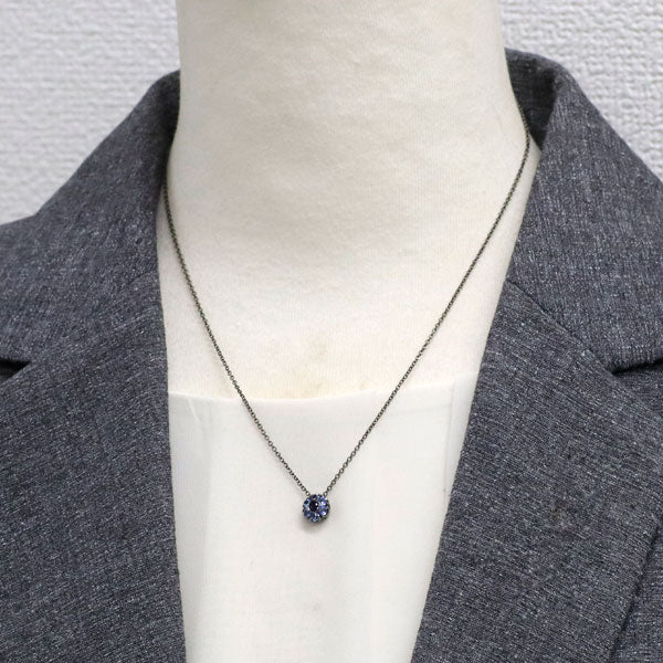 パスクワーレブルーニ ブラックメッキ/ K18WG サファイア ペンダントネックレス フラワー