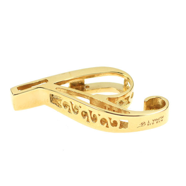 銀座ゆきざき K18YG ダイヤモンド ペンダントトップ 0.18ct ノンブルアルファ イニシャル「T」